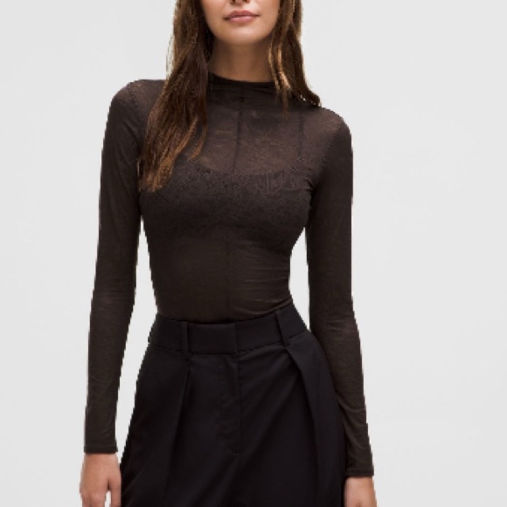 Black Lace Long-Sleeve Shirt